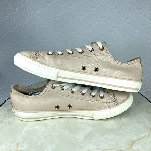 Converse All Star Sneakers Womens Sz 7 Pale Pink All Leather Low Top Skate Shoes - Picture 10 of 12